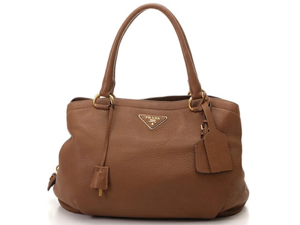 Prada Tote Tessuto Saffiano bag calfskin brown
